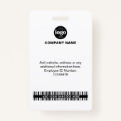 Badge Carte d'identité moderne | Nom photo simple Code-b (Dos)