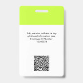 Badge Carte d'identité moderne personnalisée de l'employ (Arrière)