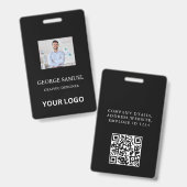 Badge Carte d'identité moderne | QR employé logo de l'en (Avant & arrière)