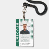 Badge Carte d'identité moderne vert foncé pour étudiant/ (Avant avec lanière)