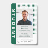 Badge Carte d'identité moderne vert foncé pour étudiant/ (Avant)