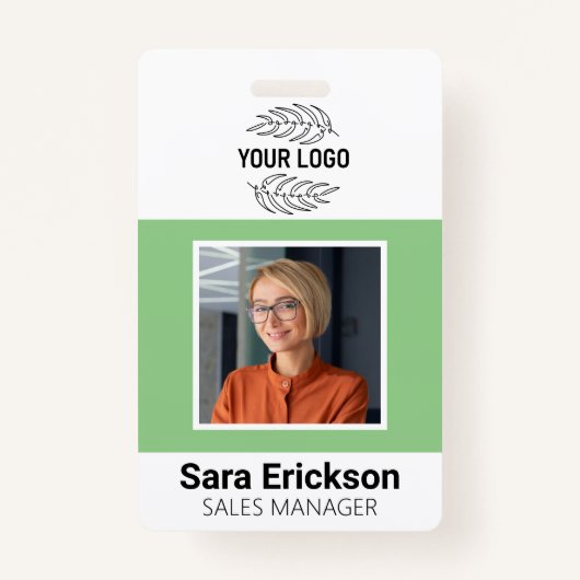 Badge Carte d'identité moderne verte Entreprise Employé (Devant)