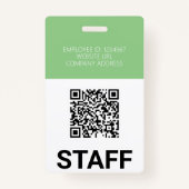 Badge Carte d'identité moderne verte Entreprise Employé (Dos)