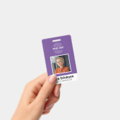Badge Carte d'identité moderne violette avec code-barres (Manuel / portable)