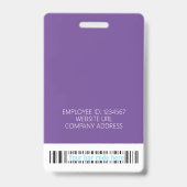 Badge Carte d'identité moderne violette avec code-barres (Arrière)