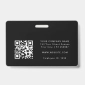 Badge Carte d'identité noire Nom photo Logo Code QR (Dos)