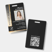 Badge Carte d'identité notariale avec code QR, noire et (Avant & arrière)