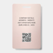 Badge Carte d'identité or rose photo de l'employé métall (Dos)