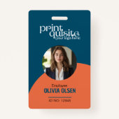 Badge Carte d'identité orange bleu ciel en gras - Code Q (Devant)