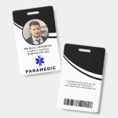 Badge Carte d'identité Paramedic Simple Logo Photo Profe (Front & Back)