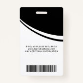 Badge Carte d'identité Paramedic Simple Logo Photo Profe (Dos)