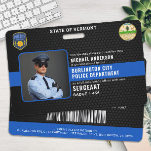 Badge Carte d'identité personnalisable d'agent de police
