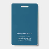 Badge carte d'identité personnalisable de l'employé (Arrière)