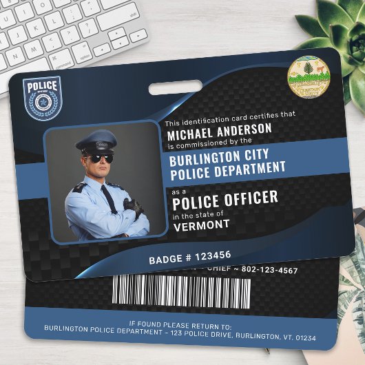 Badge Carte d'identité personnalisable pour les agents d