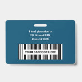 Badge Carte d'identité personnalisée avec code-barres et (Arrière)