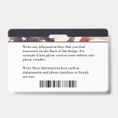 Badge Carte d'identité personnalisée avec nom, logo, cod (Arrière)