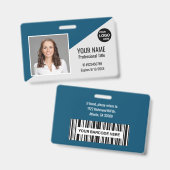 Badge Carte d'identité personnalisée avec photo et code- (Avant & arrière)