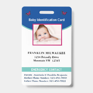 Badge Carte d'identité personnalisée avec photo pour béb