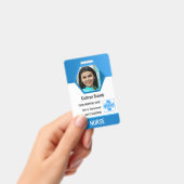 Badge Carte d'identité personnalisée bleue de l'employé, (Manuel / portable)