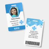 Badge Carte d'identité personnalisée bleue de l'employé, (Avant & arrière)