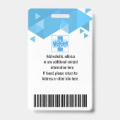 Badge Carte d'identité personnalisée bleue de l'employé, (Arrière)