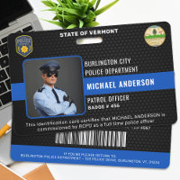 Carte d'identité personnalisée d'agent de police d