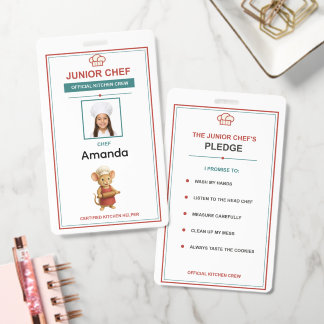 Badge Carte d'identité personnalisée de Junior Chef pour