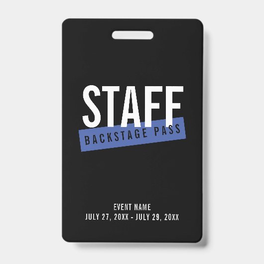 Badge Carte d'identité personnalisée de l'employé bleu n (Face)