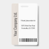 Badge Carte d'identité personnalisée de l'employé de l'e (Arrière)