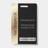 Badge Carte d'identité personnalisée de l'employé de l'e (Arrière)