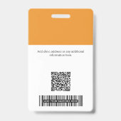Badge Carte d'identité personnalisée de l'employé de l'h (Arrière)