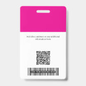 Badge Carte d'identité personnalisée de l'employé de l'h (Arrière)