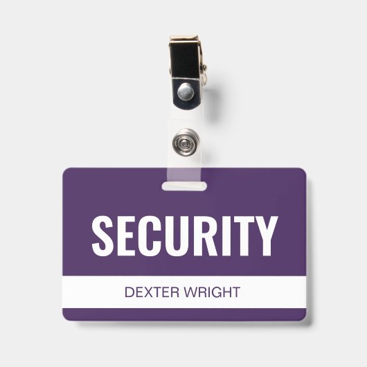 Badge Carte d'identité personnalisée de l'employé Violet (Avant avec clip)