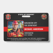 Badge Carte d'identité personnalisée de pompier avec pho (Avant)