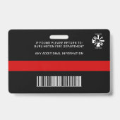 Badge Carte d'identité personnalisée de pompier avec pho (Arrière)