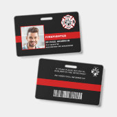 Badge Carte d'identité personnalisée de pompier avec pho (Avant & arrière)
