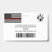 Badge Carte d'identité personnalisée de pompier avec pho (Arrière)