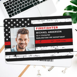 Badge Carte d'identité personnalisée de pompier avec pho