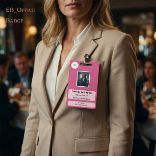 Badge Carte d'identité personnalisée en cuir rose vif po