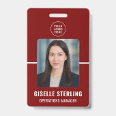 Badge Carte d'identité personnalisée pour employés Rouge (Avant)