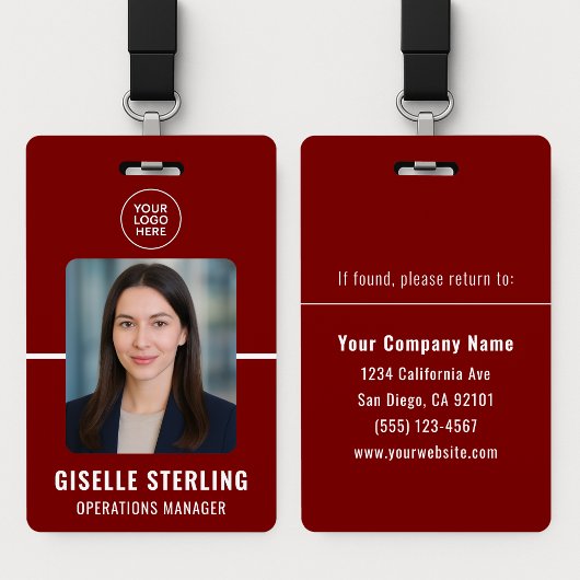 Badge Carte d'identité personnalisée pour employés Rouge
