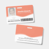 Badge Carte d'identité photo avec code-barres orange pou (Avant & arrière)