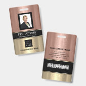Badge Carte d'identité photo Code-barres Nom Bandes rose (Avant & arrière)