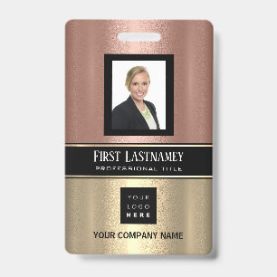 Badge Carte d'identité photo Code-barres Nom Bandes rose