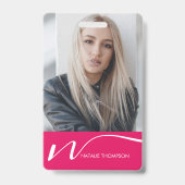 Badge Carte d'identité photo Code QR moderne Nom de lani (Avant)