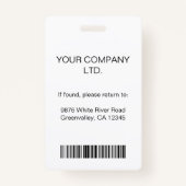 Badge Carte d'identité photo de base personnalisée pour  (Dos)