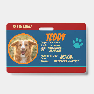 Badge Carte d'identité photo de contact d'urgence pour a