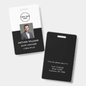 Badge Carte d'identité photo de l'employé (Front & Back)