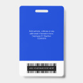 Badge Carte d'identité photo de l'employé bleu, code bar (Dos)