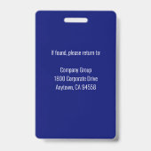 Badge Carte d'identité photo de l'employé bleu de la Mar (Arrière)
